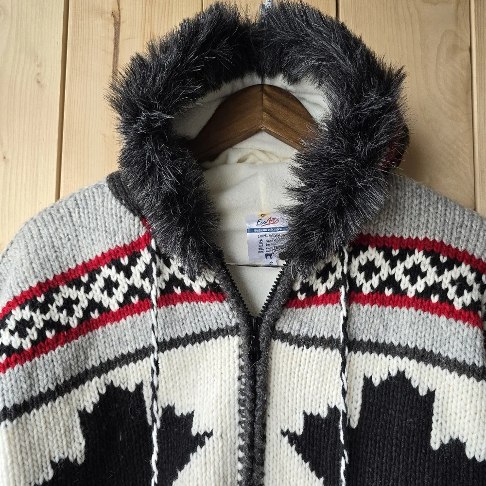 Ecu Arts Canada 100% Wool Zip Up Winter Coat Grey Womens Small - Picture 2 of 9